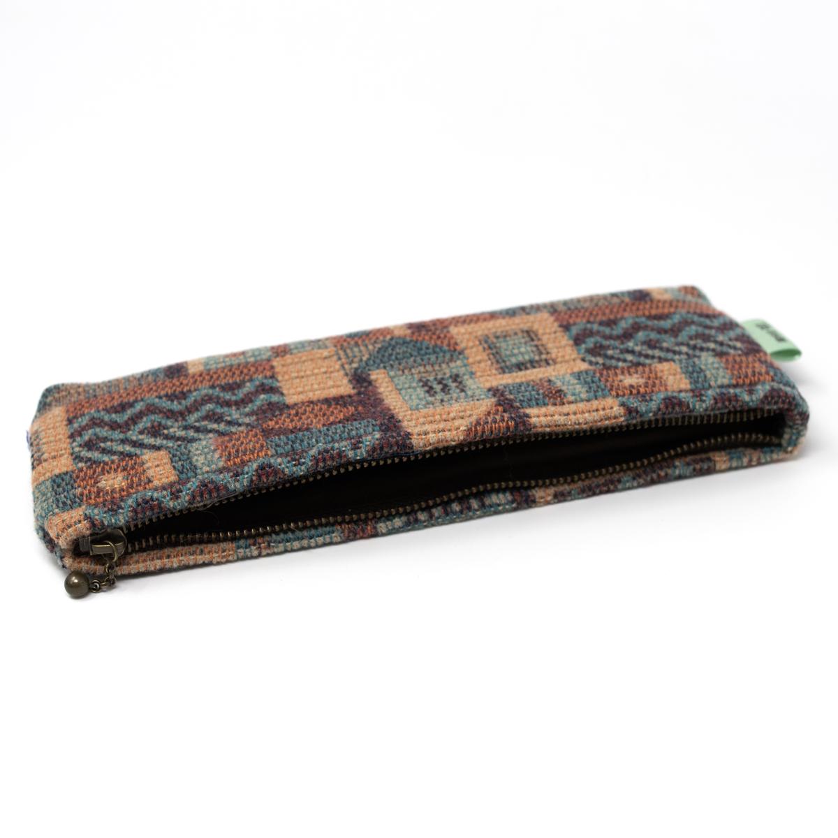 kawauchi train pencil case brown open