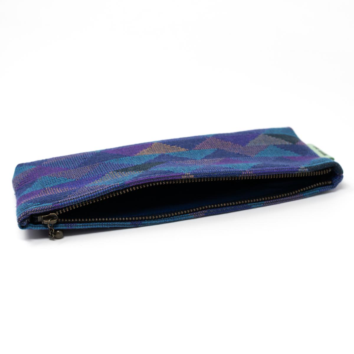 kawauchi train pencil case blue open