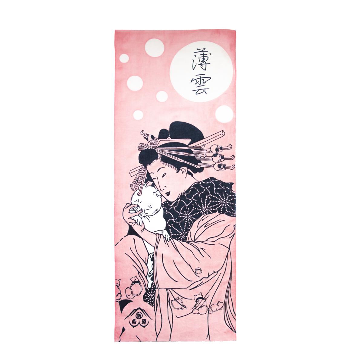 shin yoshiwara tenugui pink