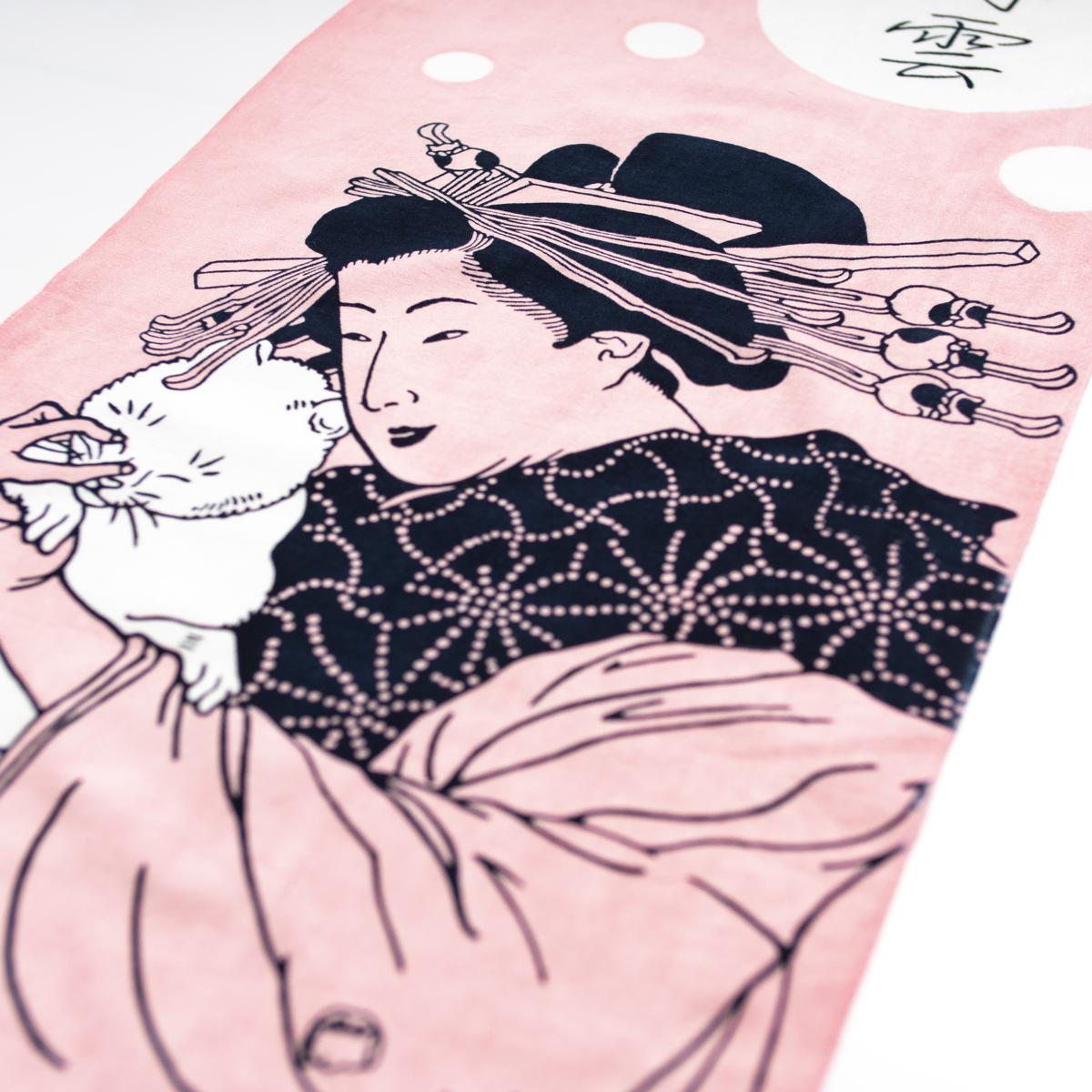 shin yoshiwara tenugui pink closeup