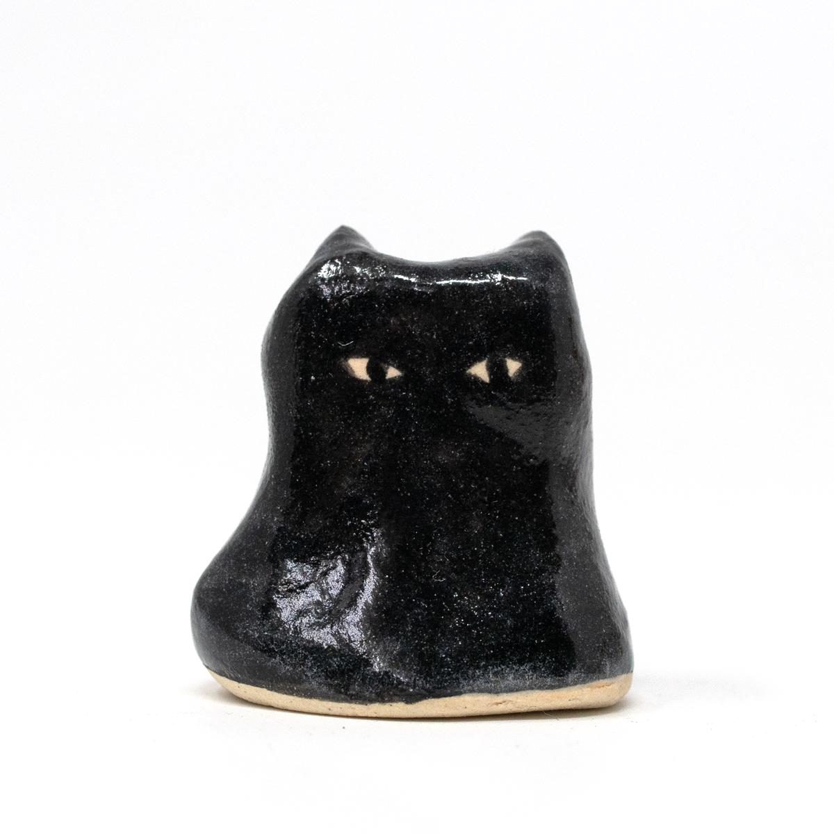 black cat incense holder front