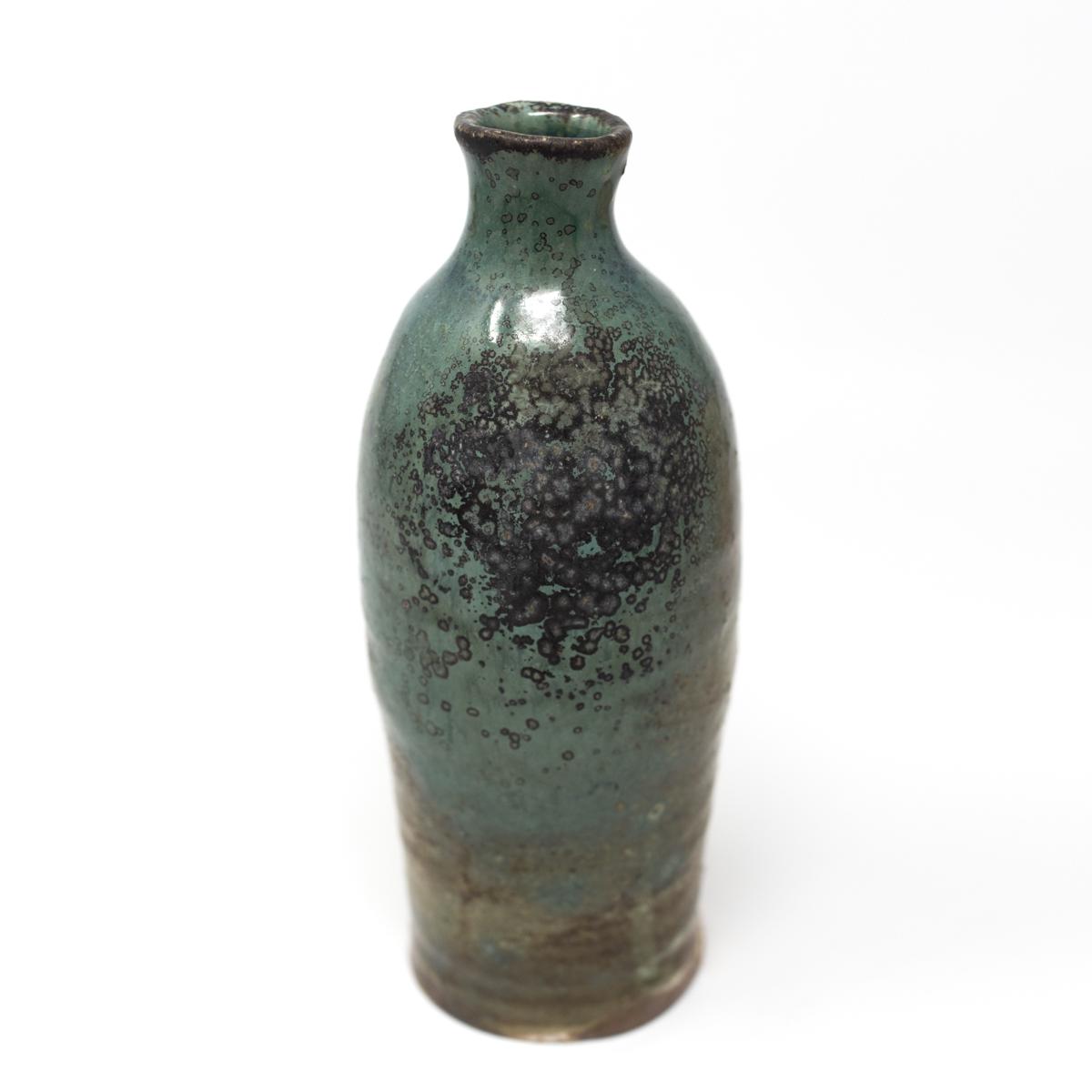 isao kimura green black tall vase