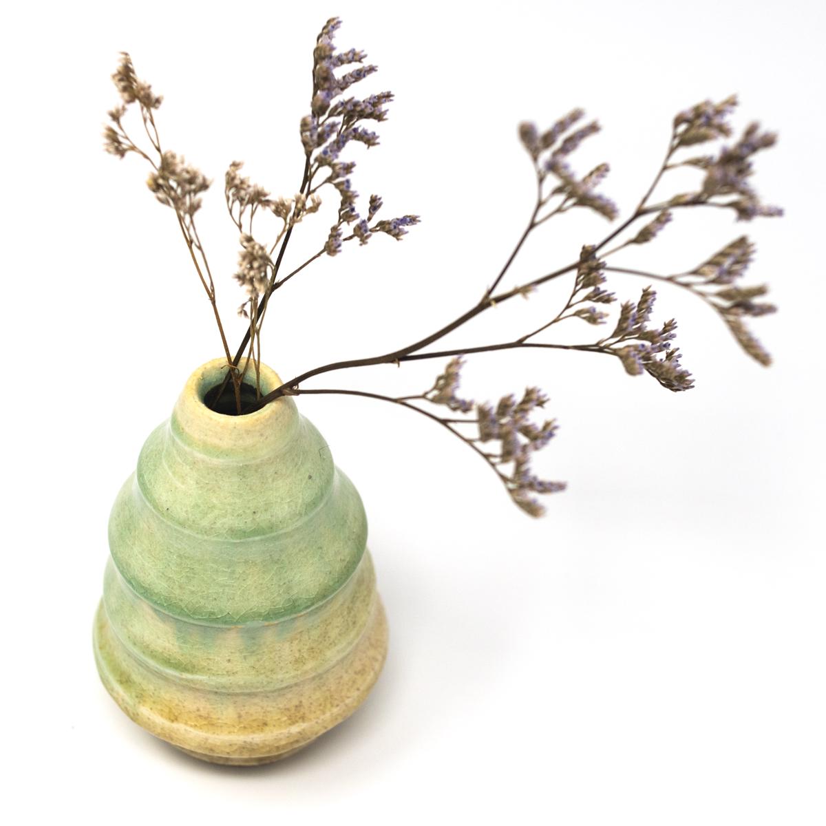aya green white vase flowers top angle