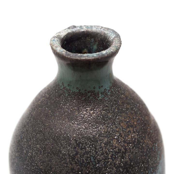 isao kimura turquoise black vase closeup
