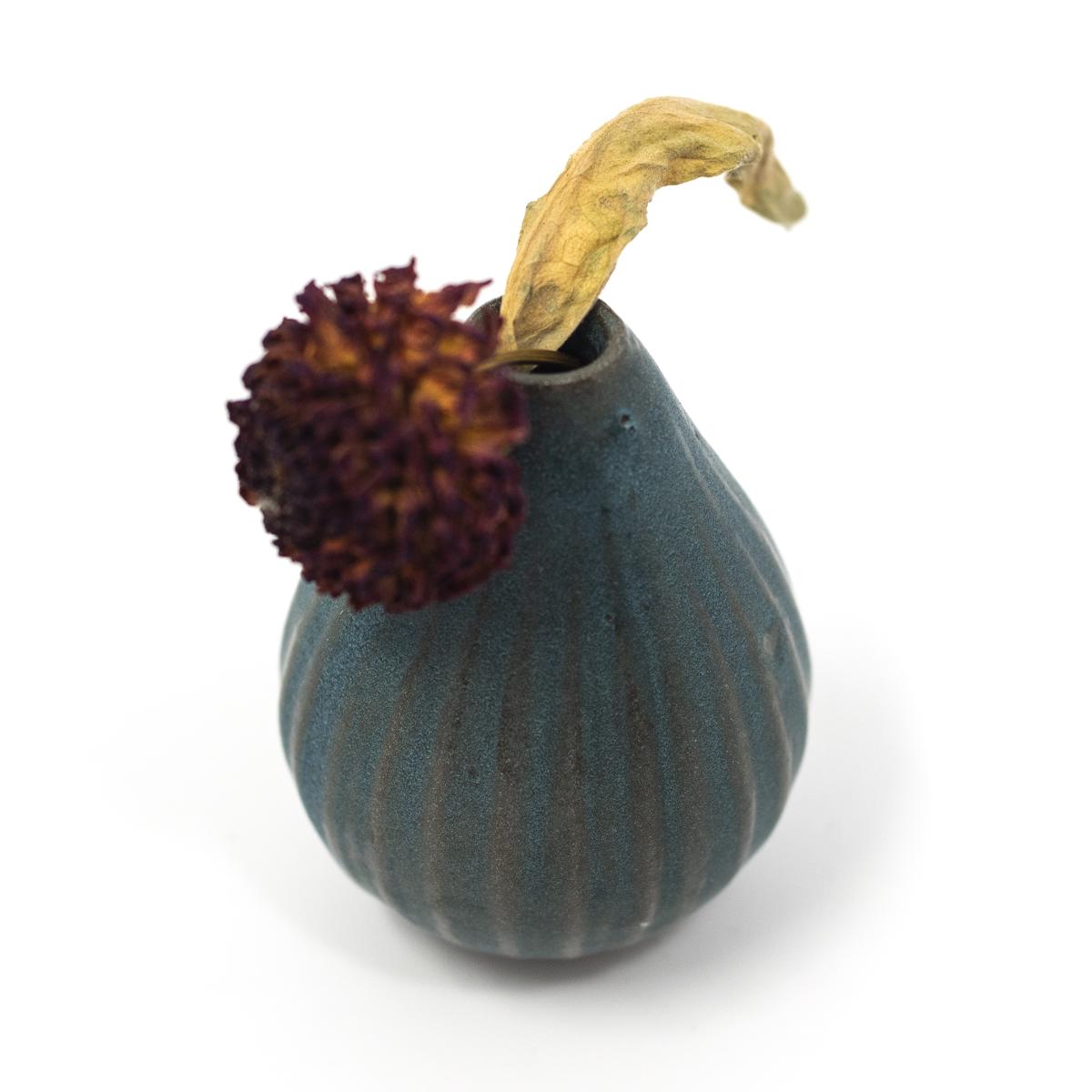 aya dark blue vase flowers top angle