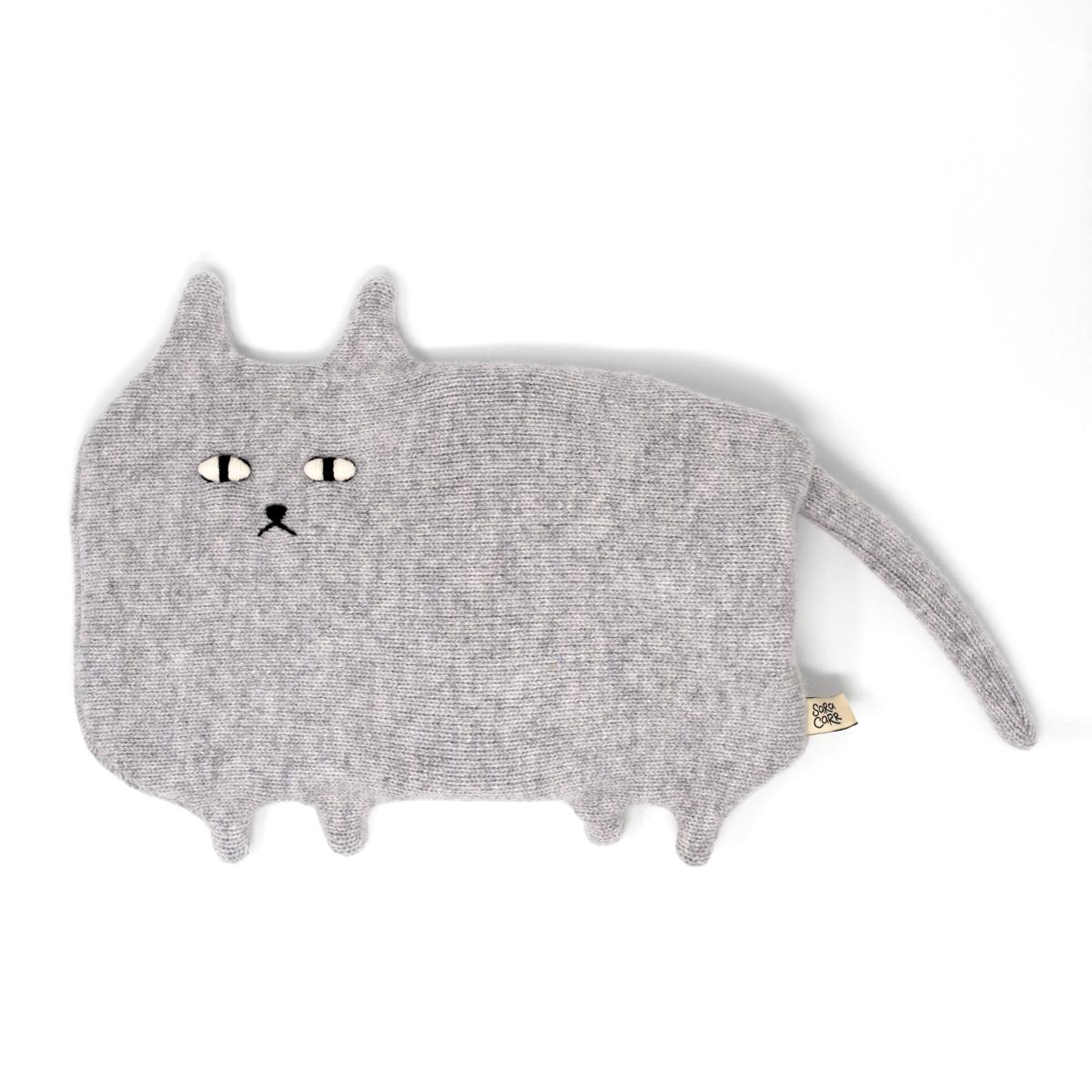 sara carr cat hot water bottle grey