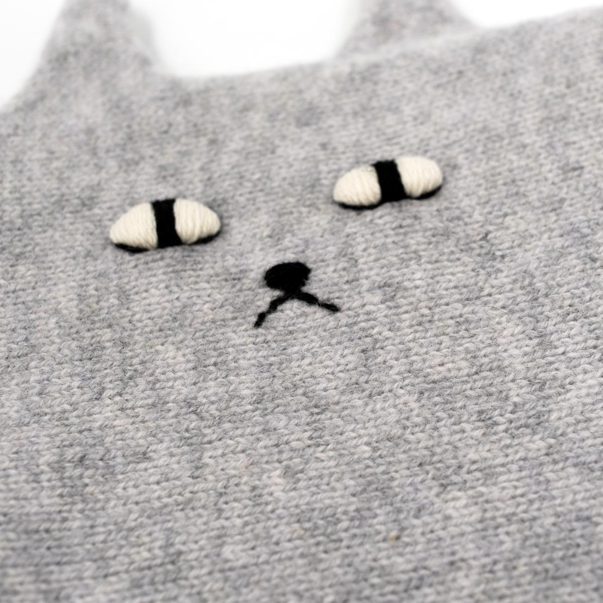 sara carr cat hot water bottle grey closeup