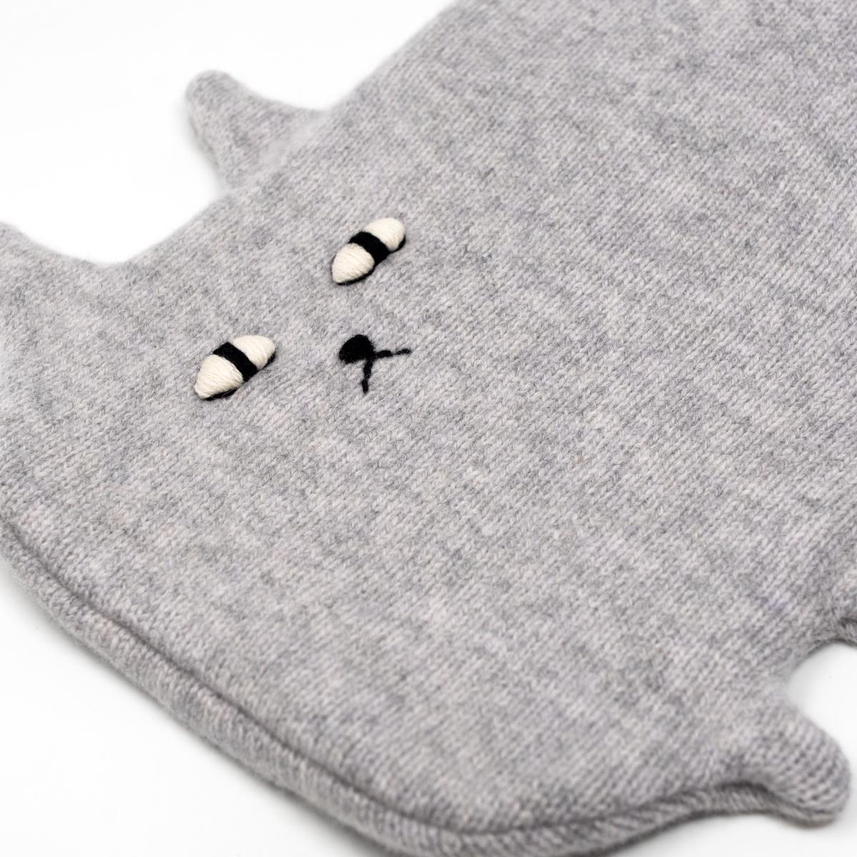 sara carr cat hot water bottle grey top