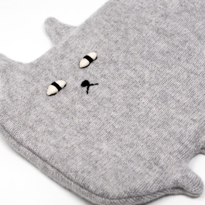 sara carr cat hot water bottle grey top