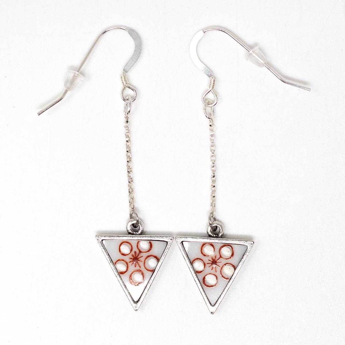 nozomi silver red white flower earrings