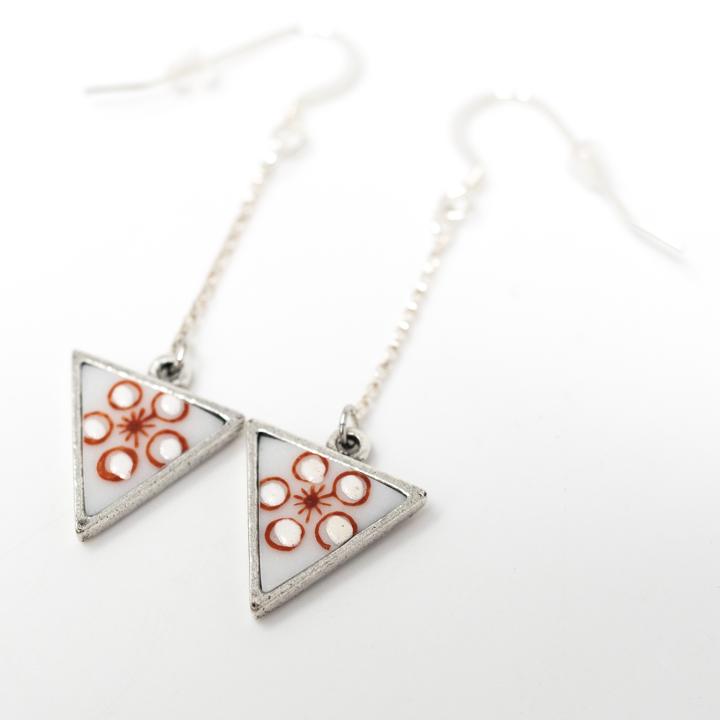 nozomi silver red white flower earrings angle