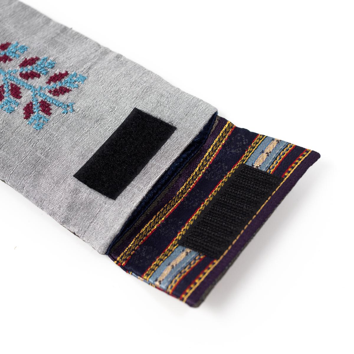 handmade palestine pouch grey angle open
