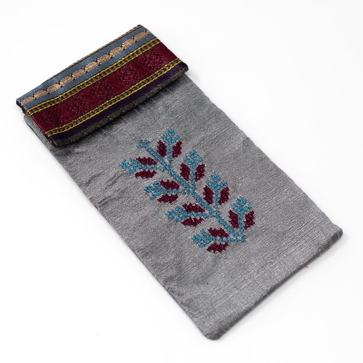 handmade palestine pouch grey angle
