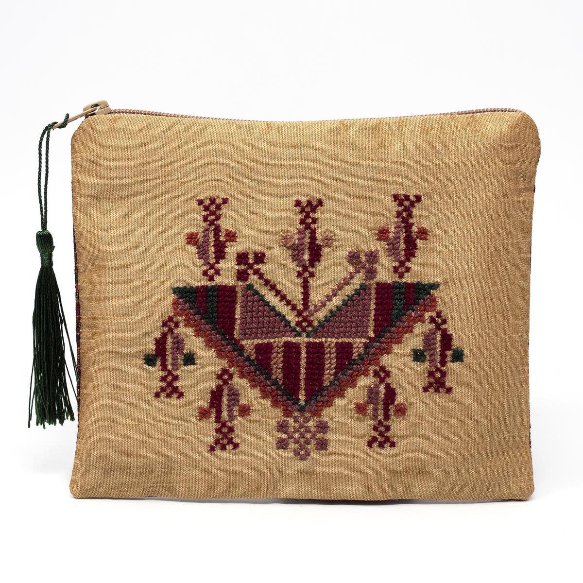 handmade palestine brown stripe purse reverse