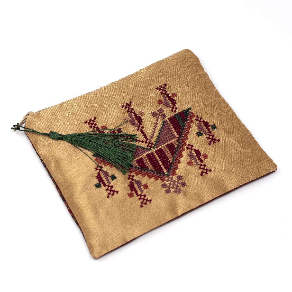 handmade palestine brown stripe purse reverse angle