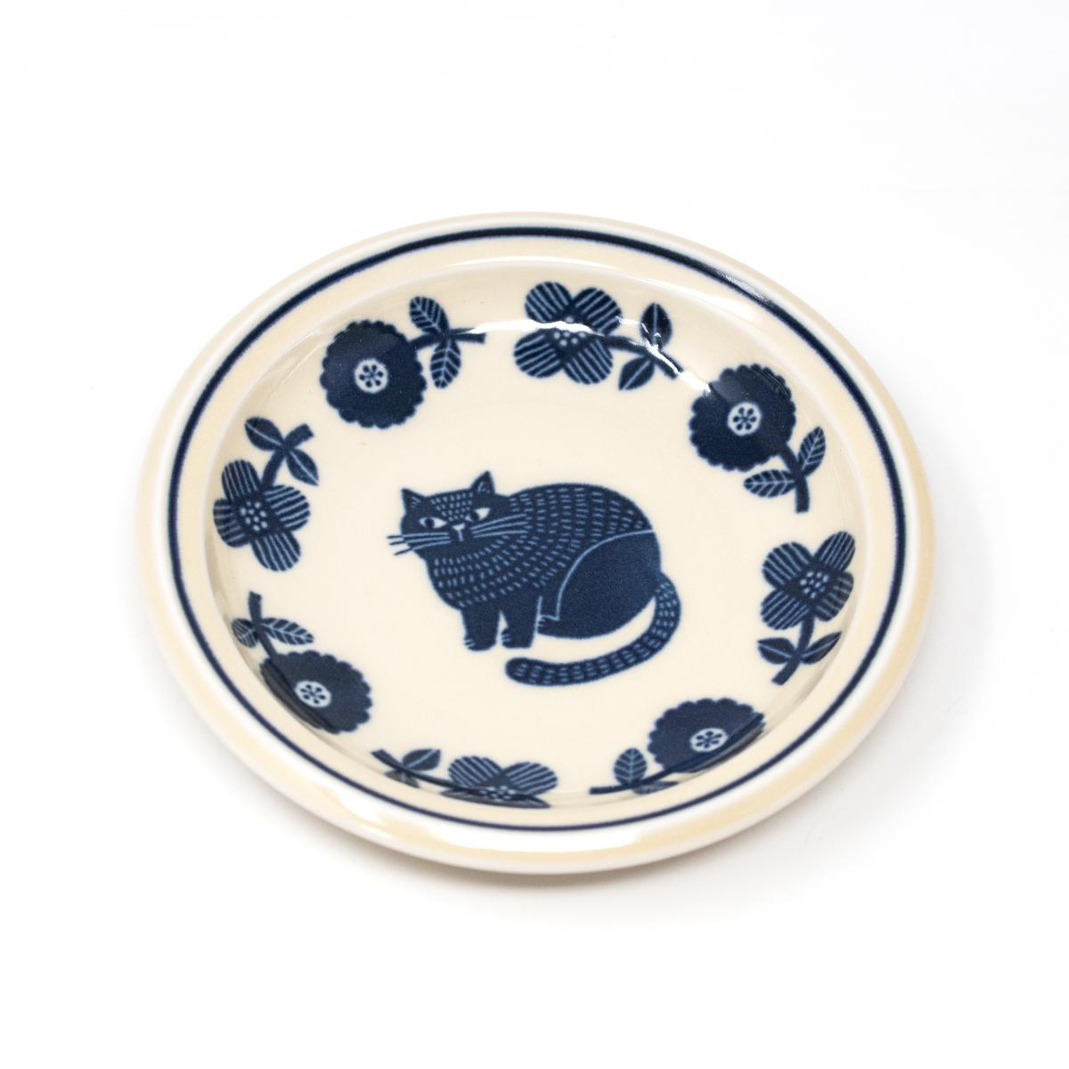 general floral cat plate medium