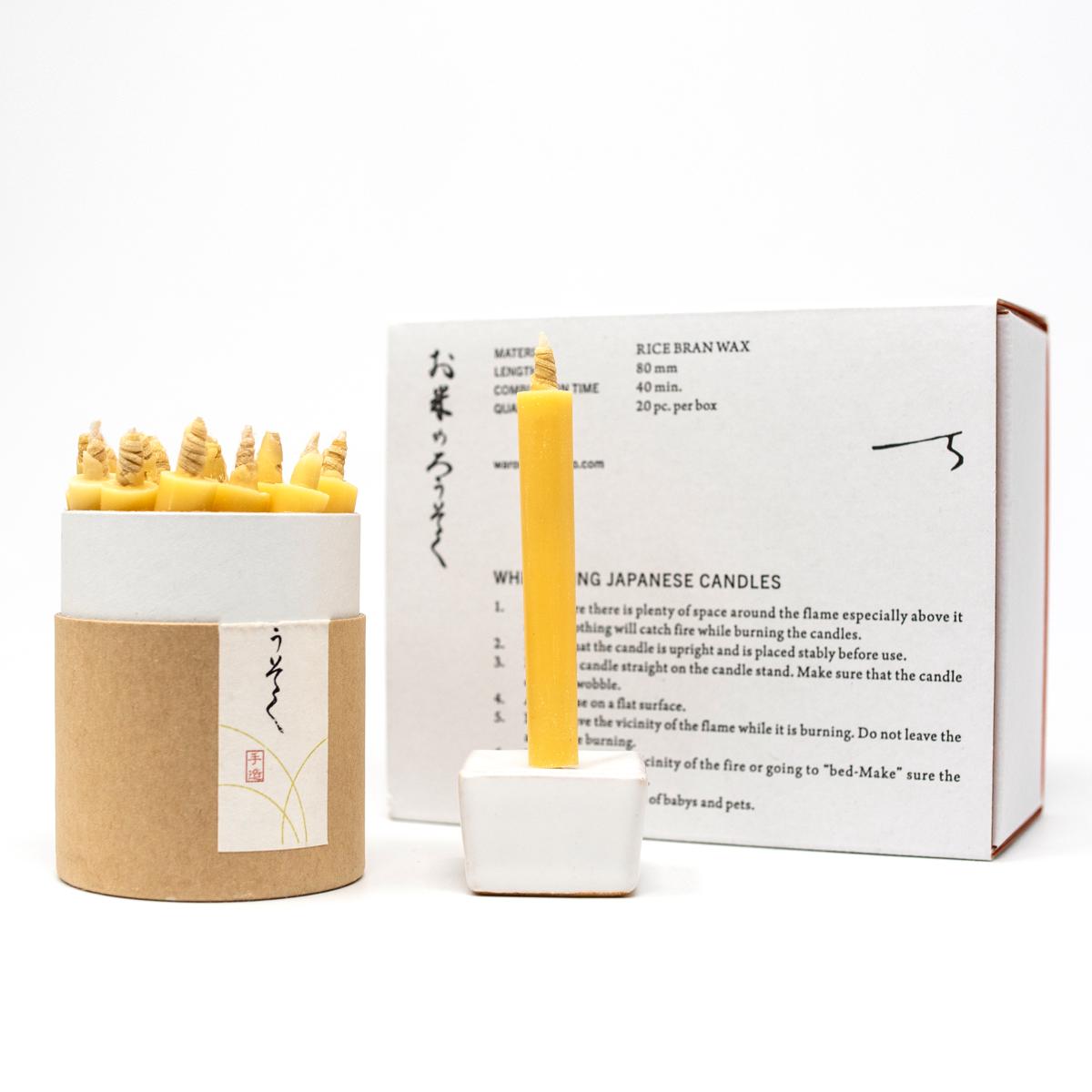 rice wax candle set open with stand full