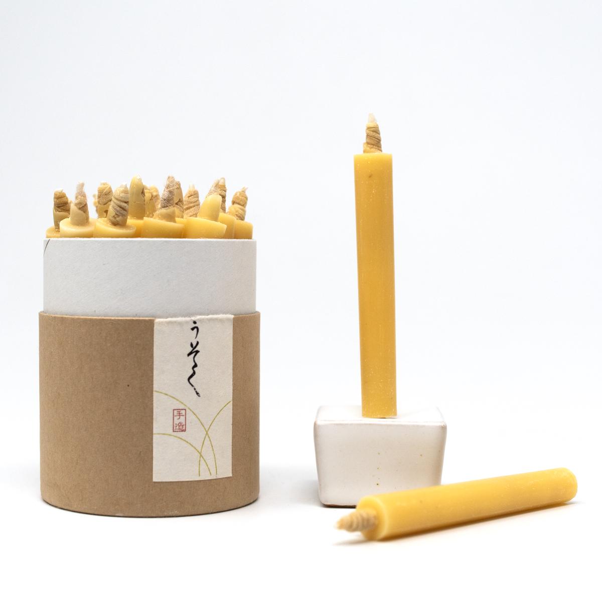 rice wax candle set open with stand unpacked