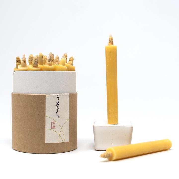 rice wax candle set open with stand unpacked