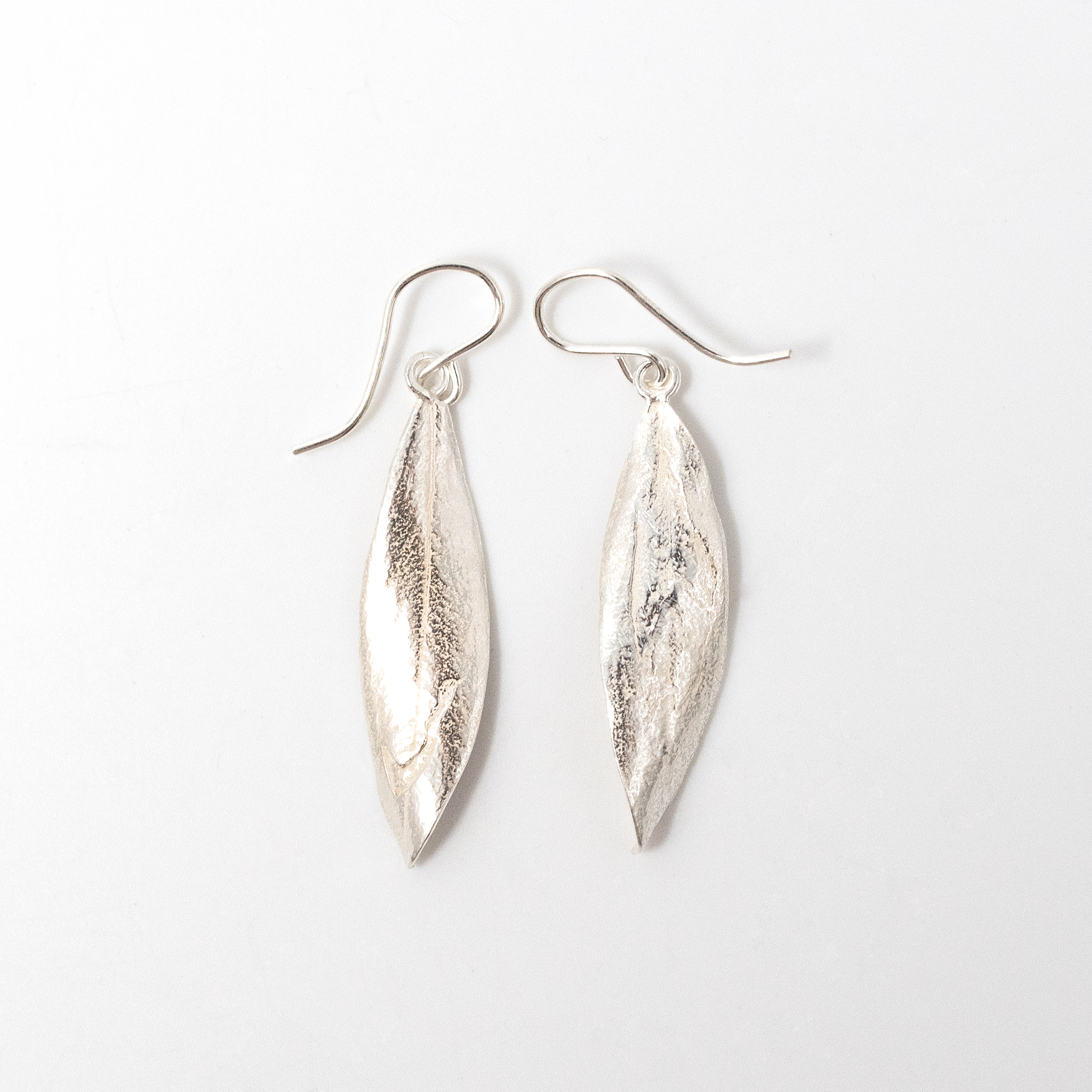 Image of Olive Leaf Silver Drop Earrings
