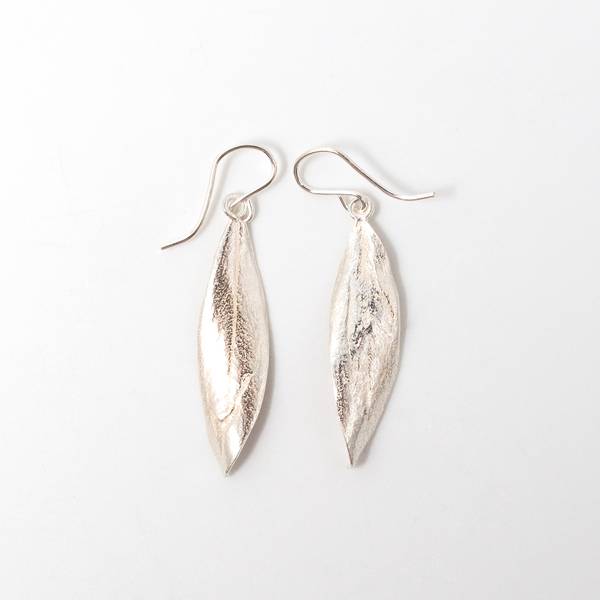 Image of Olive Leaf Silver Drop Earrings