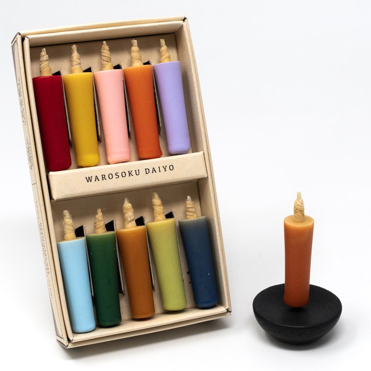 colourful candleset with stand box open angle
