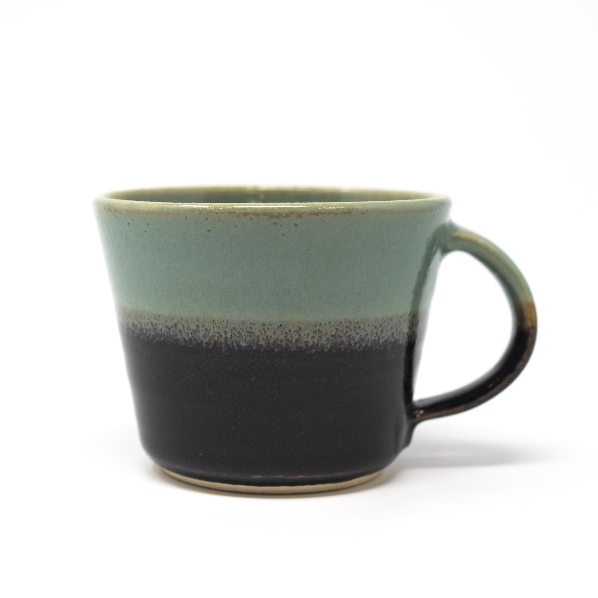 mashiko small green black coffee mug alt side