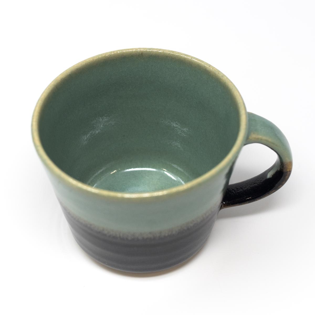 mashiko small green black coffee mug top angle copy