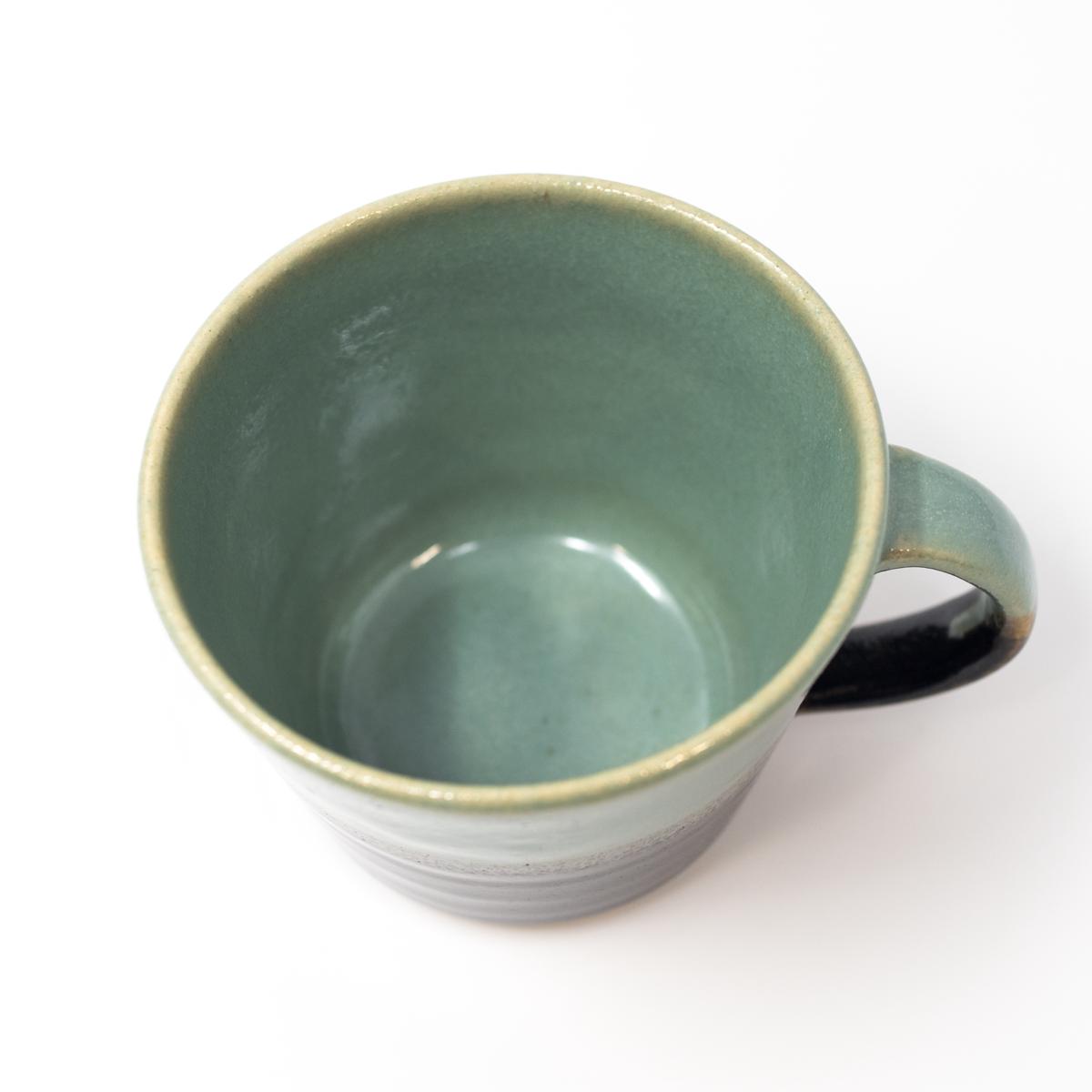 mashiko small green black coffee mug top