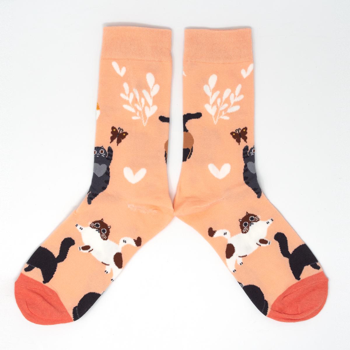 general salmon cat socks