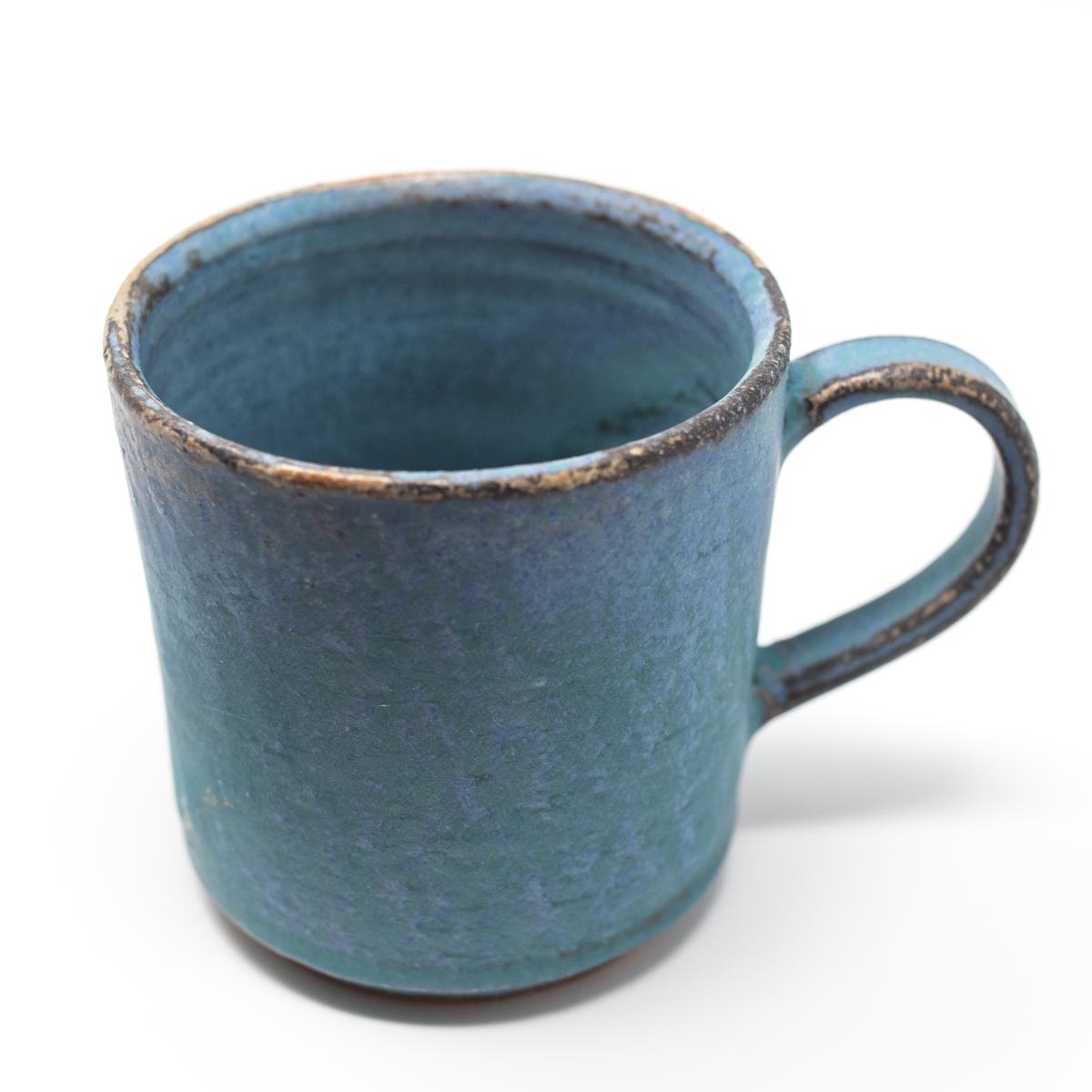 aya mug antique blue side closeup