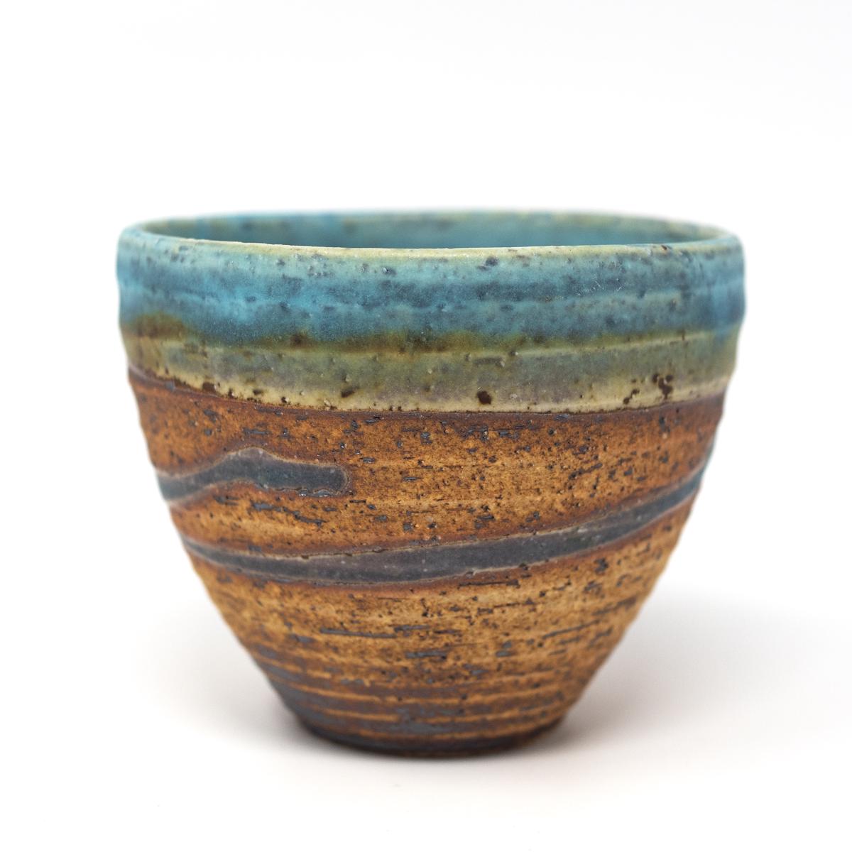 general ceramics blue brown cup side