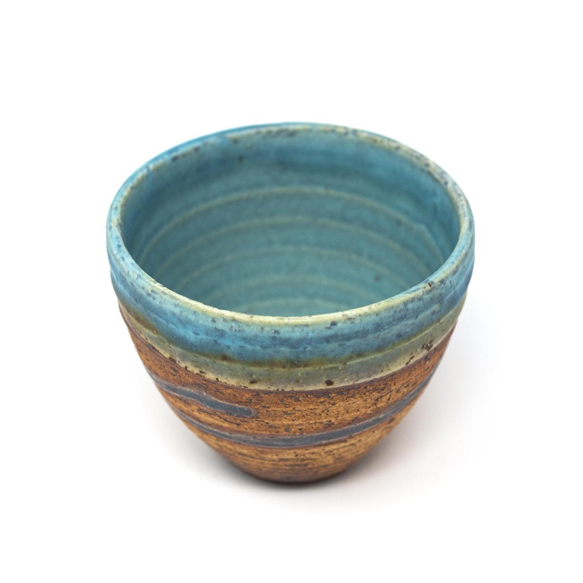 general ceramics blue brown cup top angle
