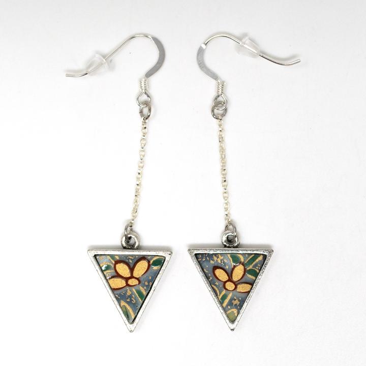 nozomi silver yellow red flower earrings