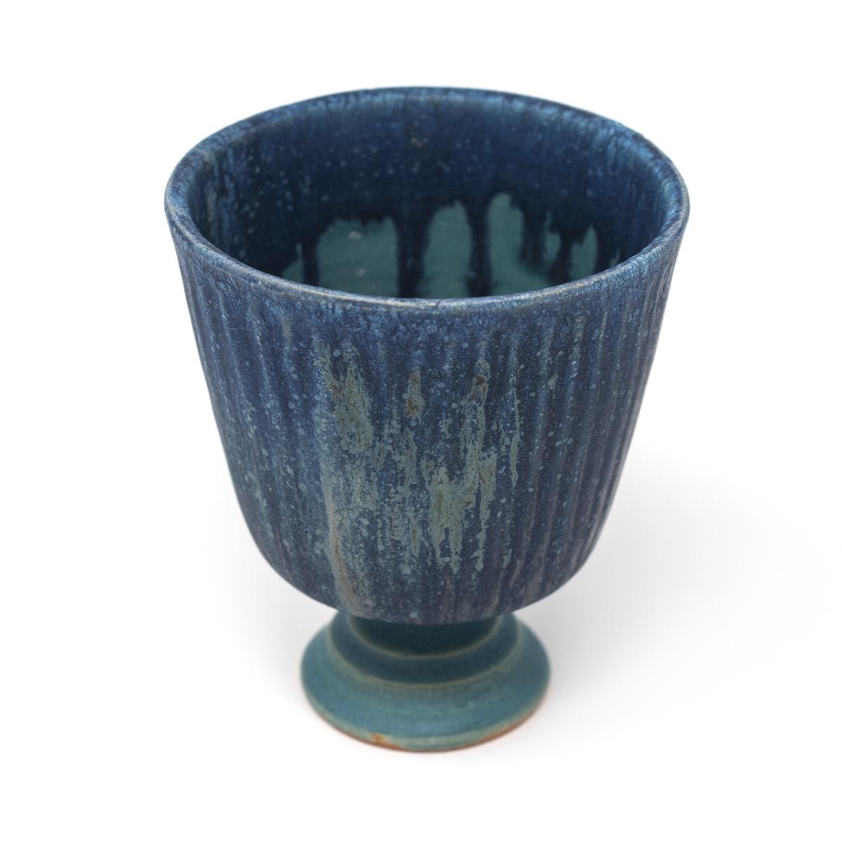 aya antique blue goblet side angle