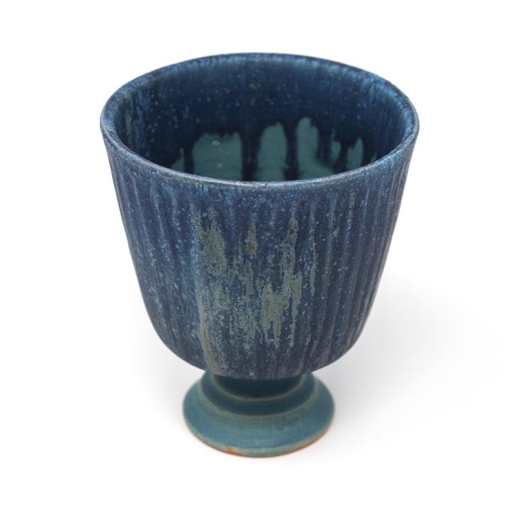 aya antique blue goblet side angle