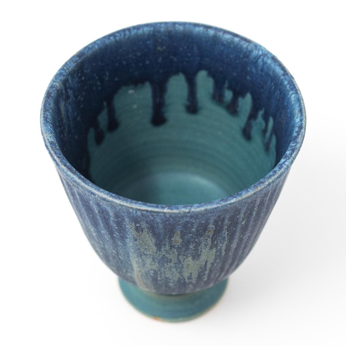 aya antique blue goblet inside top