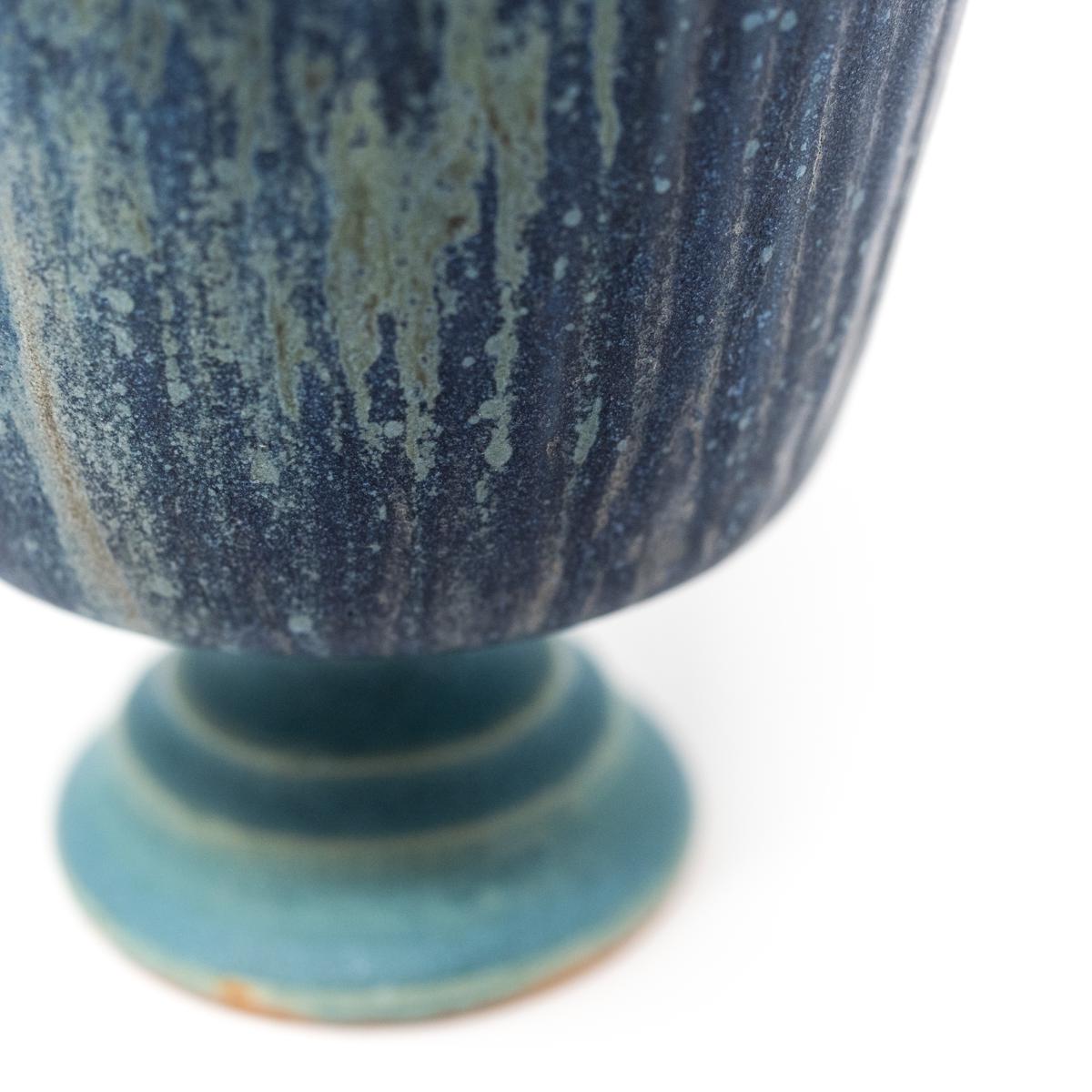 aya antique blue goblet closeup foot