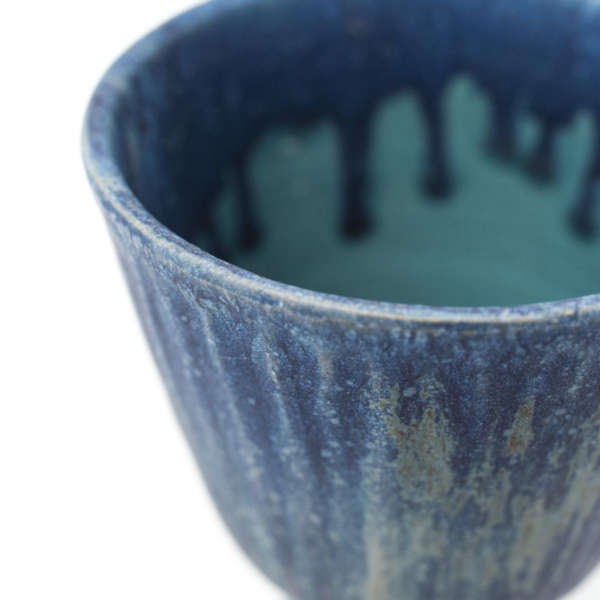 aya antique blue goblet closeup