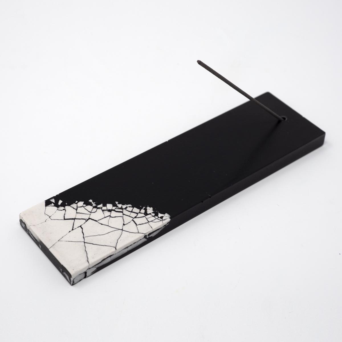 incense oblong holder black with stick