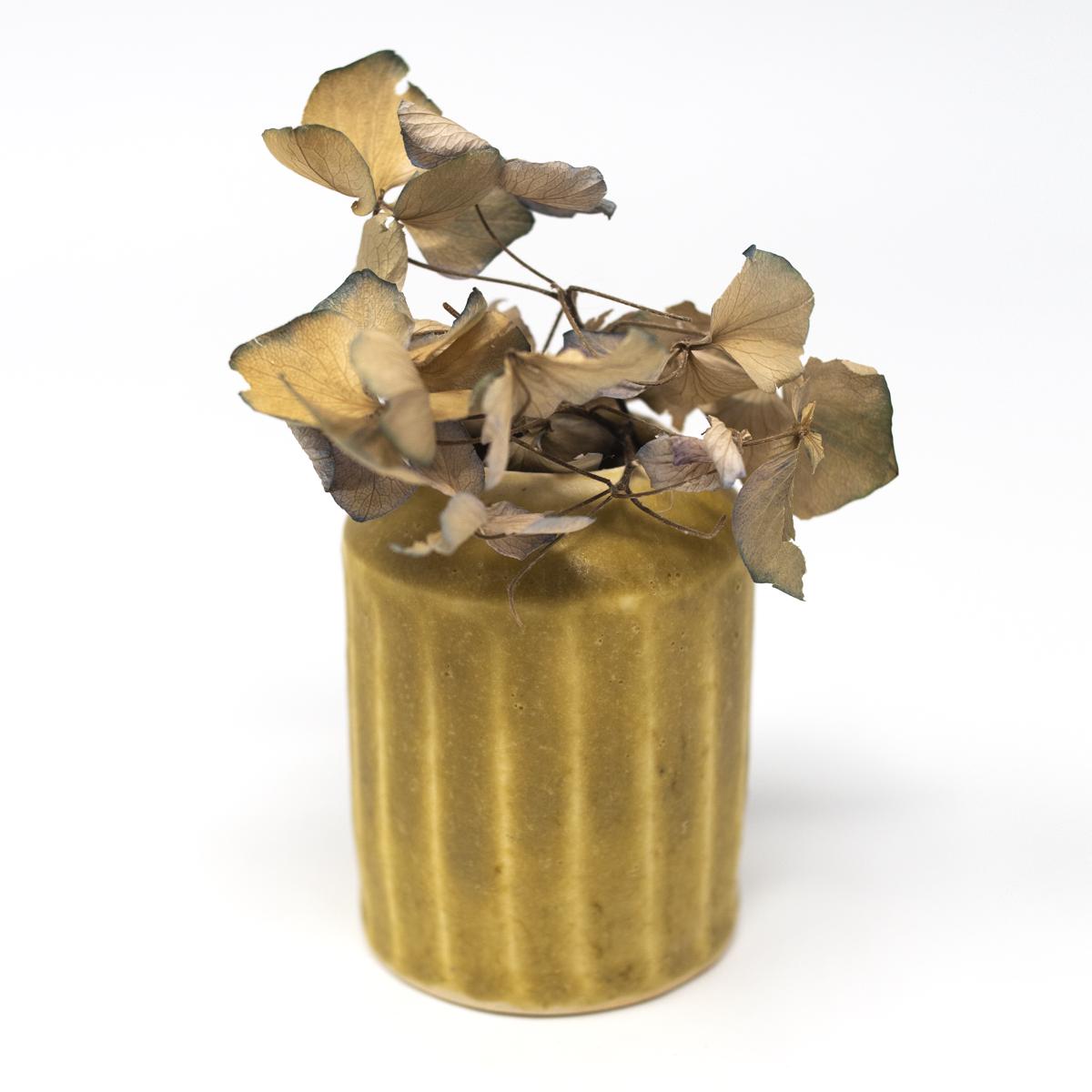 aya yellow vase flowers top angle