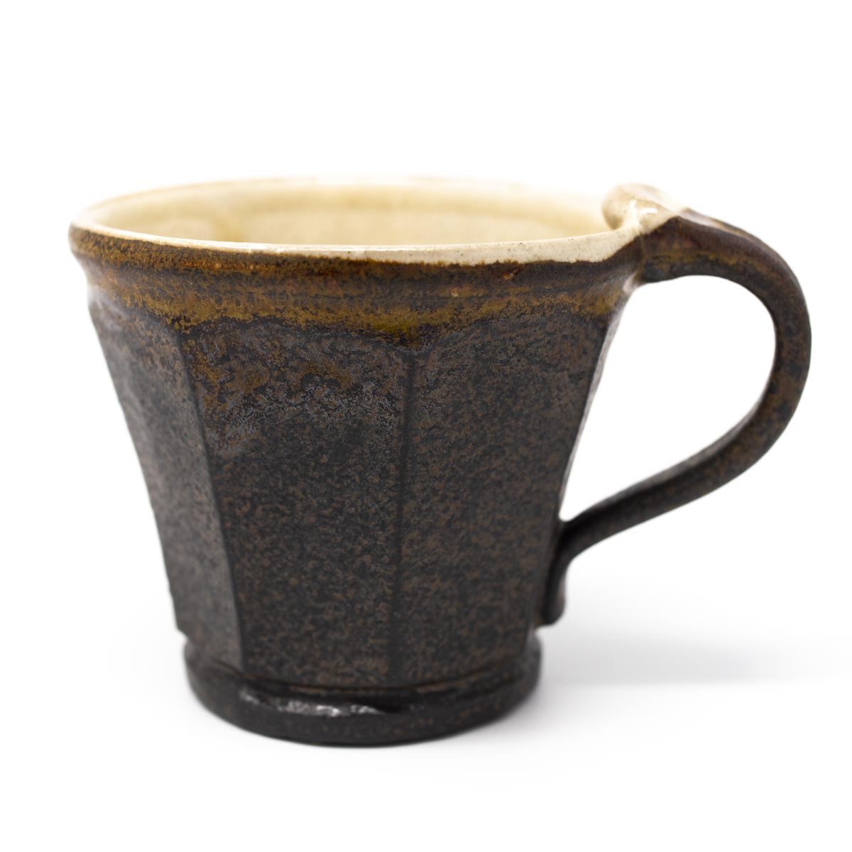 mashiko brown coffee mug side closeup