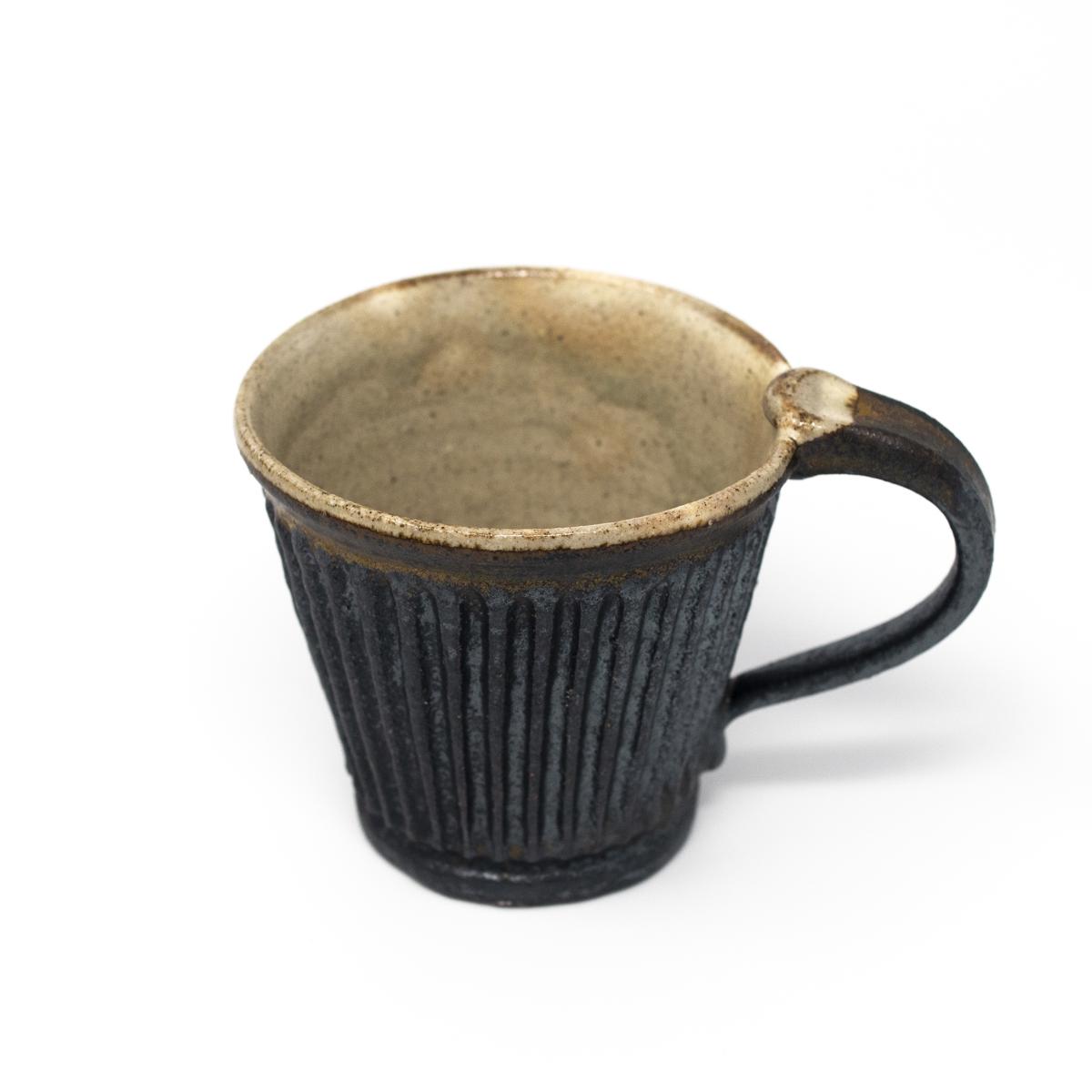 mashiko black coffee mug side angle