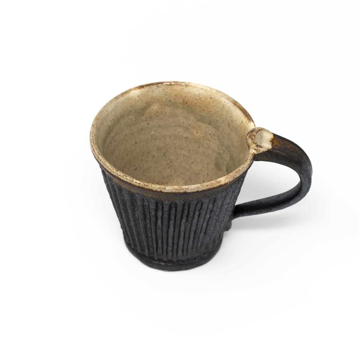 mashiko black coffee mug top angle