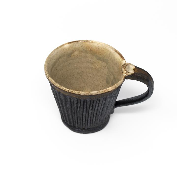 mashiko black coffee mug top angle
