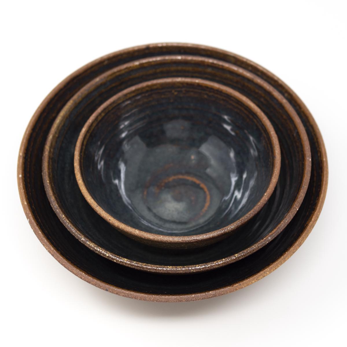 lisa armour brown blue bowl set top angle