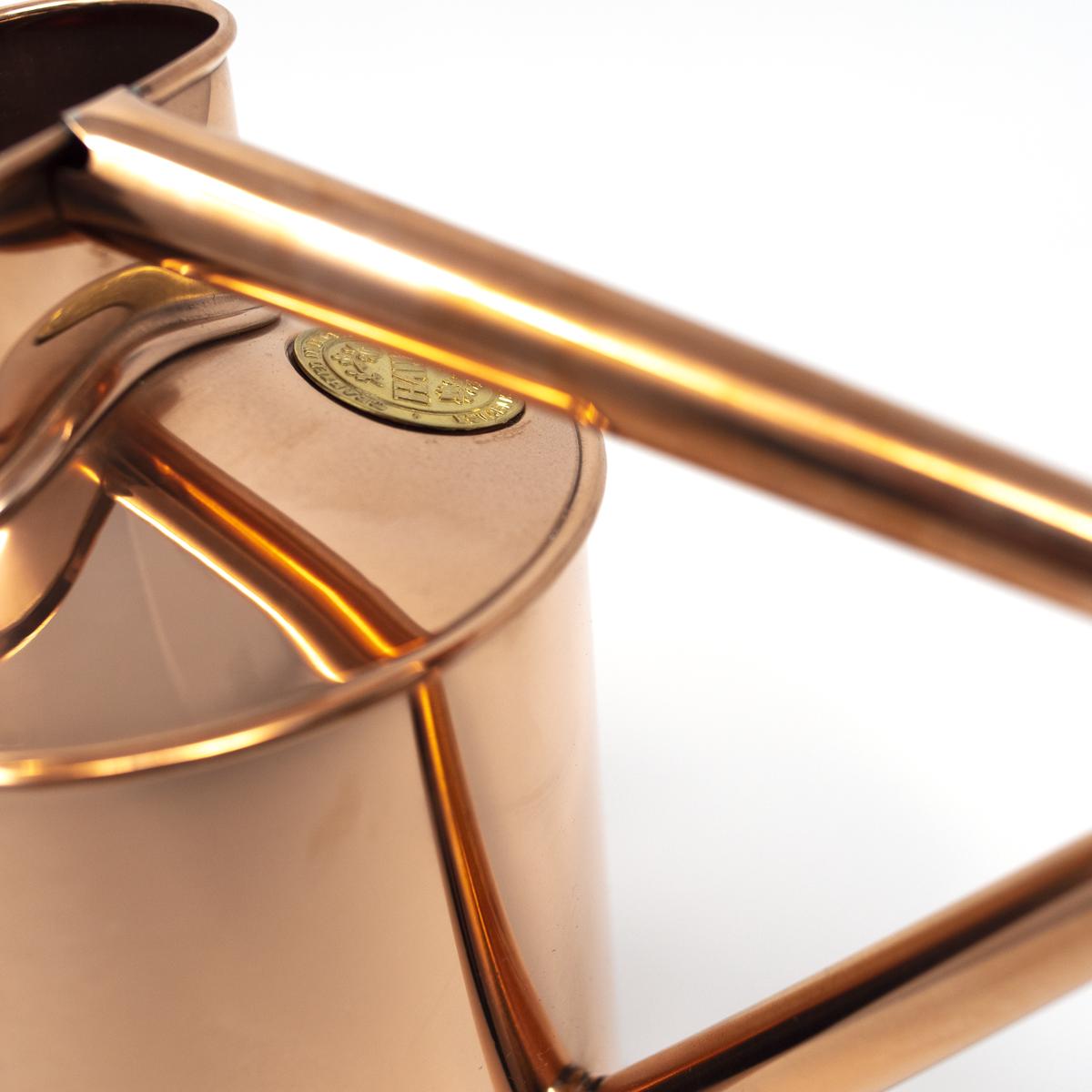 haws copper watering can 2 handle closeup