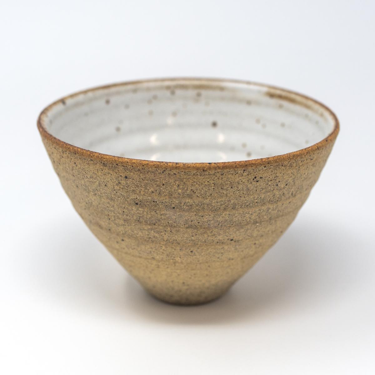lisa armour brown small ceramic bowl tall side angle