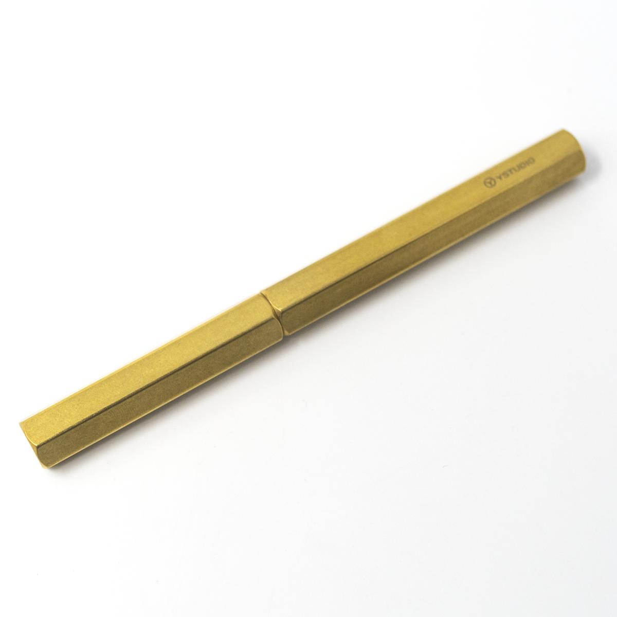 notable y studio brass fountain pen closed angle
