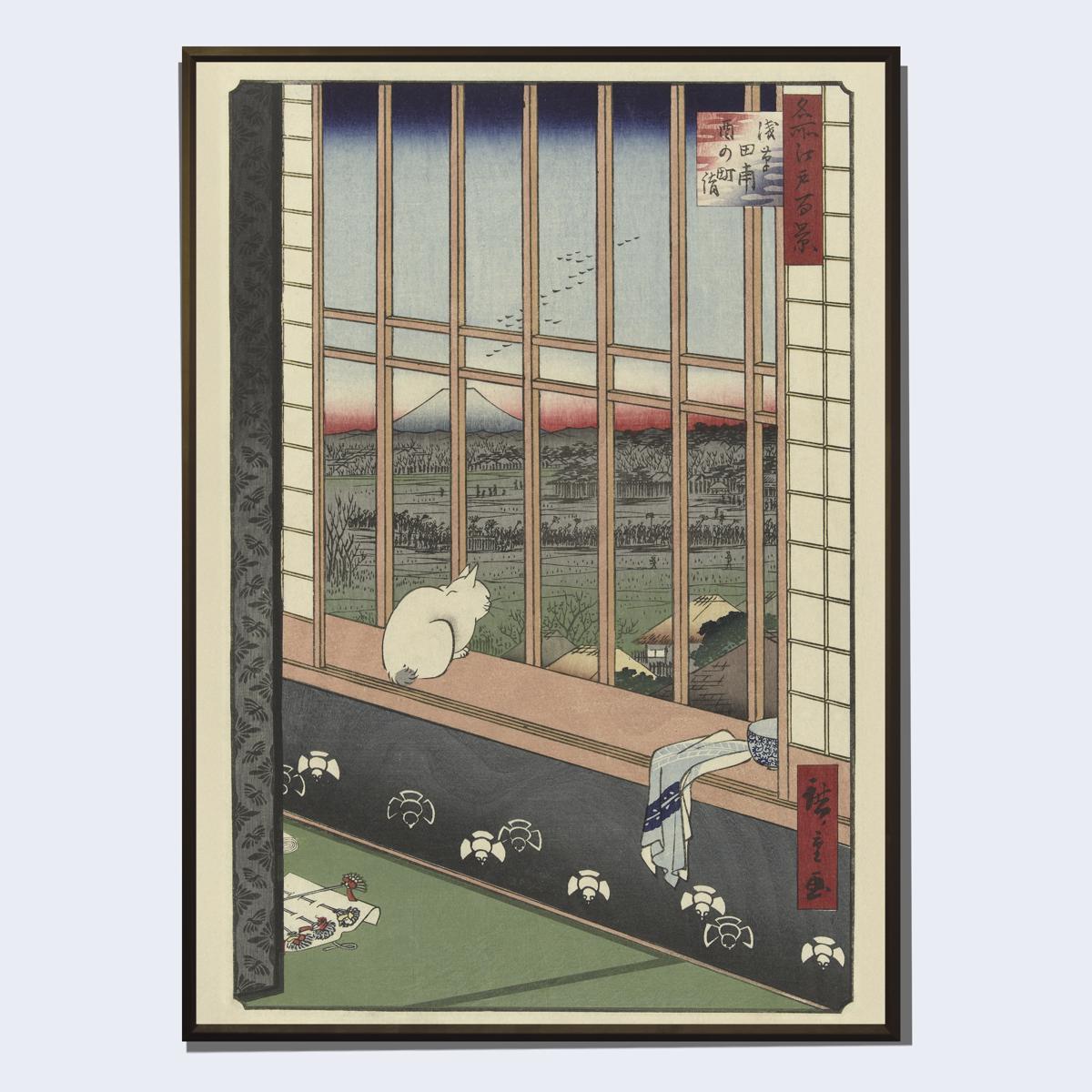 cat window print framed